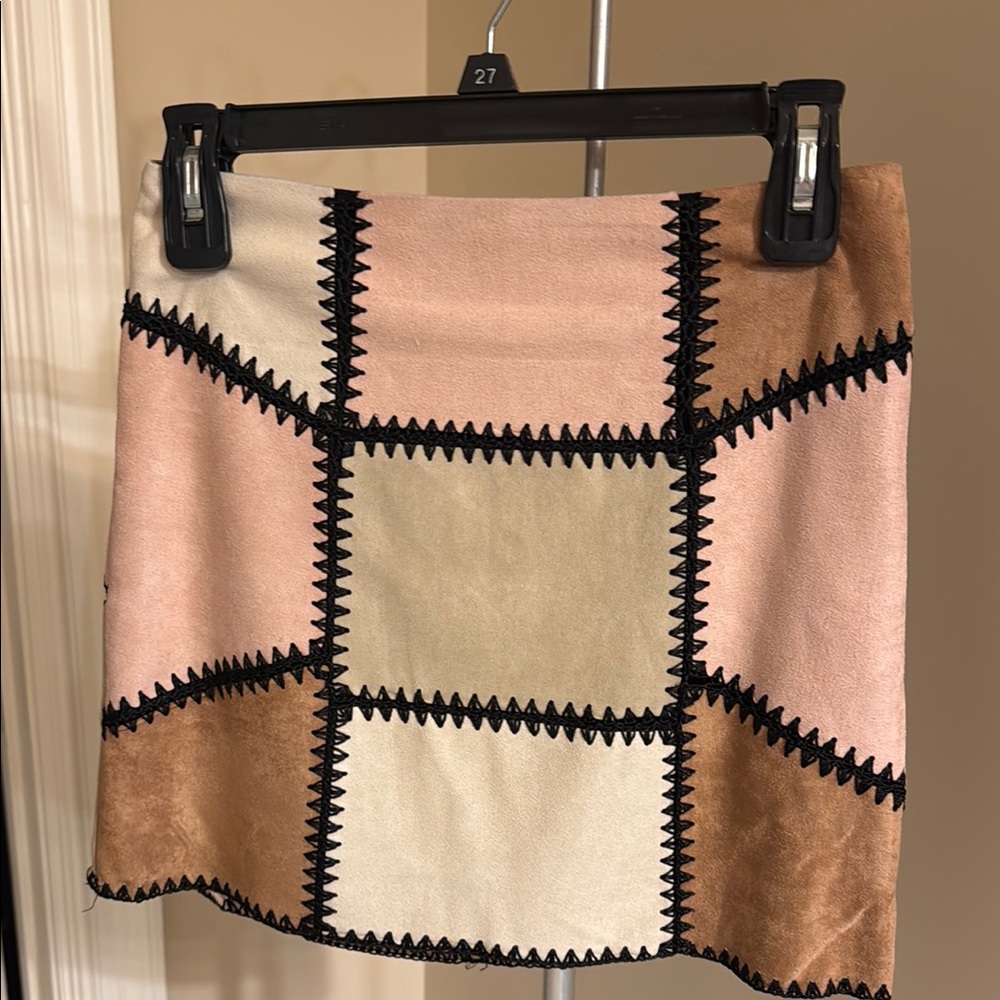 Gianni Bini Pink and Cream A-Line Mini Skirt for Cocktail Events